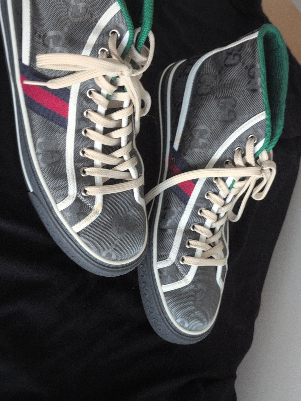 Gucci GG Canvas High Top Sneakers Web Stripe Size 10